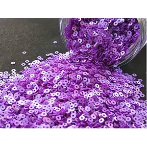 Silver Purple Center Hole Circular Sequins (3 mm) (Pack of 100 Grams) for Embroidery Art and Craft