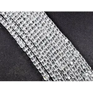 White Transparent Cube Shaped Crystal Bead (2 mm * 2 mm) 1 String for  Jewellery Making Beading Arts and Crafts and Embroidery.