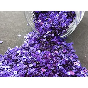 Metallic Purple Center Hole Circular Sequins (3 mm) (Pack of 100 Grams) for Embroidery Art and Craft