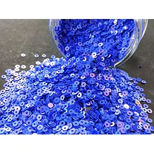 Sapphire Blue Center Hole Circular Sequins (4 mm) (Pack of 100 Grams) for Embroidery Art and Craft