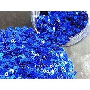 Egyptian Blue Center Hole Circular Sequins (4 mm) (Pack of 100 Grams) for Embroidery Art and Craft