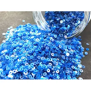 Light Blue Center Hole Circular Sequins (4 mm) (Pack of 100 Grams) for Embroidery Art and Craft
