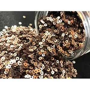 Bronze Center Hole Circular Sequins (3 mm) (Pack of 100 Grams) for Embroidery Art and Craft