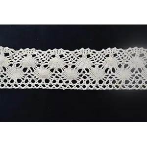 Off White Cotton Lace (1.5 Inches) (10 Metres) (Design 1)- Used for Trims Borders Embroidered Laces Applique Fabric lace Sewing Supplies Cotton Work lace.