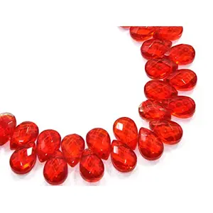 Red Top Hole Drop Crystal Beads (10 mm * 15 mm) (1 String) for  Jewellery Making Beading Arts and Crafts Embroidery