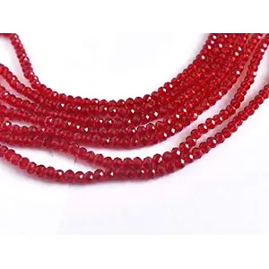 Dark Red Transparent Tyre/Rondelle Faceted Crystal Beads (4 mm) (1 String) for  Jewellery Making Beading Embroidery Art and Craft