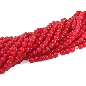 8MM Red Spherical Glass Pearl for Jewellery Making Beading Art and Craft Supplies (1 String)