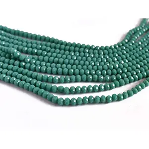Sea Green Opaque Tyre/Rondelle Faceted Crystal Beads (8 mm) (1 String) for  Jewellery Making Beading Embroidery Art and Craft