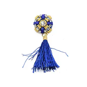 Blue Golden Tassel Buttons (2 cm * 7.5 cm) (12 Buttons) Buttons for Ethnic Wear Suits Indo Western Clothing and Handbags