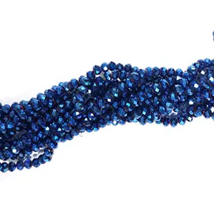 2 MM Blue Metallic Rondelle Faceted Crystal Beads for Jewellery Making Beading Art and Craft Supplies (1 String)