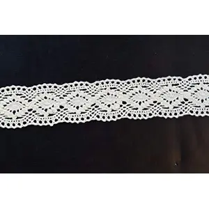 Off White Cotton Lace (1.5 Inches) (10 Metres) (Design 5)- Used for Trims Borders Embroidered Laces Applique Fabric lace Sewing Supplies Cotton Work lace.