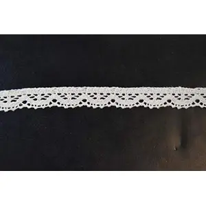 Off White Cotton Lace (0.5 Inches) (10 Metres) (Design 26)- Used for Trims Borders Embroidered Laces Applique Fabric lace Sewing Supplies Cotton Work lace.