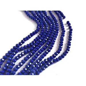 Blue Opaque Tyre/Rondelle Faceted Crystal Beads (4 mm) (1 String) for  Jewellery Making Beading Embroidery Art and Craft