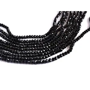 Jet Black Rondelle/Tyre Faceted Crystal Beads (3 mm) 5 Strings for  Jewellery Making Beading Embroidery Art and Craft