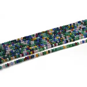 4 mm Multicolor Design 3 Rondelle Jade Quartz Stones Pack of 1 String for- Jewellery Making Beading & Craft.
