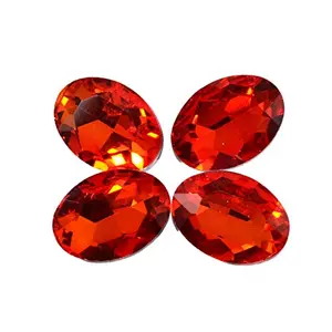 Red Orange Glass Stones (10 mm * 16 mm) (10 Pieces) for Embellishing Jewellery Garments Art and Craft Supplies