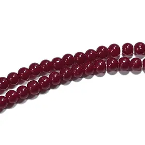 Maroon Spherical (8 mm) Glass Beads for Jewelry Making Beading Embroidery Art and Craft Purposes (Pack of 10 Strings)