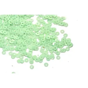 Mint Green Round Centre Hole Sequins (4 mm) (Pack of 100 Grams)- for Embroidery Beading Arts and Crafts