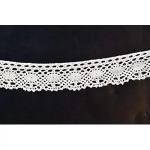 Off White Cotton Lace (1 Inches) (10 Metres) (Design 6)- Used for Trims Borders Embroidered Laces Applique Fabric lace Sewing Supplies Cotton Work lace.