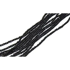 Black Opaque Bicone Crystal Beads (4 mm) (1 String) for  Jewellery Making Beading Embroidery Art and Craft