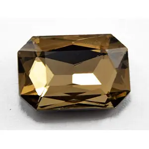 Golden/Light Colorado Topaz (LCT) Rectangle Shaped Glass Stone (20 mm * 30 mm) (10 Pieces) - for Embellishing Apparels Handbags and Art and Carft