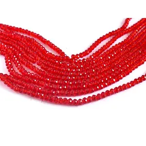 Red Transparent Tyre/Rondelle Faceted Crystal Beads (4 mm) (1 String) for  Jewellery Making Beading Embroidery Art and Craft