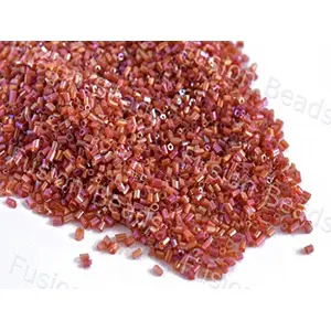 Transparent Rainbow Red 2 Cut Beads/Glass Seed Beads (11/0-2.0 mm) (100 Grams) Standard Quality for  Jewellery Making Beading Arts and Crafts and Embroidery.
