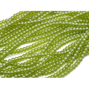 Green Round Pressed Glass Beads Strings (4 mm) 12 Strings - Used for Jewellery Making Beading Crafting and Embroidery