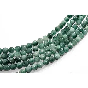 14 mm Mixed White Green Jade Quartz Semi Precious Stones Pack of 1 String- for Jewellery Making Beading & Craft.
