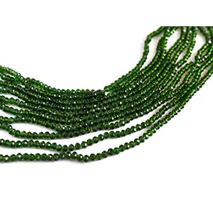 Dark Green Transparent Tyre/Rondelle Faceted Crystal Beads (2 mm) (1 String) for  Jewellery Making Beading Embroidery Art and Craft