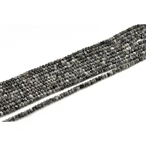 4 mm Gray Black Rondelle Jade Quartz Stones Pack of 1 String for- Jewellery Making Beading & Craft.