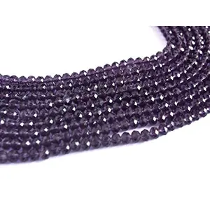 Purple Transparent Tyre/Rondelle Faceted Crystal Beads (8 mm) (5 Strings) for  Jewellery Making Beading Embroidery Art and Craft