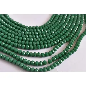 Green Opaque Tyre/Rondelle Shaped Crystal Beads (2 mm) 5 Lines for  Jewellery Making Beading Arts and Crafts and Embroidery.