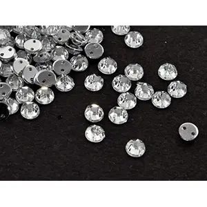 Transparent Round 2 Hole Acrylic Stones (4 mm) (10 Gross) - Used for Embroidery Sewing Handbags Art and Craft