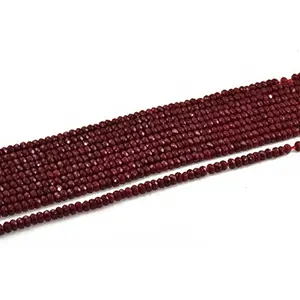 4 mm Deep Maroon Rondelle Jade Quartz Stones Pack of 1 String for- Jewellery Making Beading & Craft.