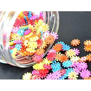 8 MM Orange Flower Shaped Sequins Sitara for Embroidery Work Art and Craft DIY Purpose 100 Grams