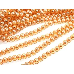 4MM Golden Transparent Glass Pearl for Jewellery Making Beading Art and Craft Supplies (1 String)