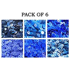 Blue Family Sequins (Sitara) 50gm * 6 Colors 4mm Sequins for Embroidery Embellishing Handbags Apparels for Art and Craft DIY Kit