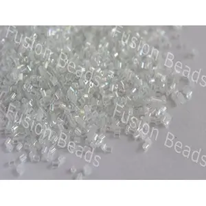 Transparent Rainbow White/Crystal 2 Cut Beads/Glass Seed Beads (11/0-2.0 mm) (100 Grams) Standard Quality for  Jewellery Making Beading Arts and Crafts and Embroidery.