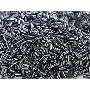 Opaque Luster Black Pipe Beads/Bugle Beads/Glass Beads (4.5 mm 100 Grams) Standard Quality for  Jewellery Making Beading Embroidery Art and Craft
