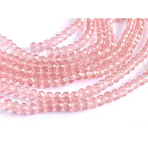 Light Pink Transparent Tyre/Rondelle Crystal Beads (2 mm) (1 String) for  Jewellery Making Beading Embroidery Art and Craft