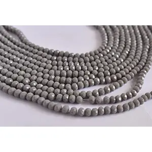 Gray Opaque Tyre/Rondelle Shaped Crystal Beads (8 mm) 1 Line for  Jewellery Making Beading Arts and Crafts and Embroidery.