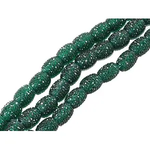 Dark Green Cylindrical Resin Beads for Jewellery Making Beading Craft Embellishments (13 mm * 18 mm) (1 String)