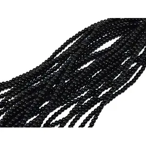 Black Spherical Pressed Glass Beads (4 mm 60 Strings) for Jewellery Making Beading Art and Craft Supplies