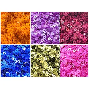 Sequins (Sitara) 50gm * 6 Colors 4mm Sequins for Embroidery Embellishing Handbags Apparels for Art and Craft DIY Kit