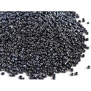 Opaque Luster Black Round Rocailles/Glass Seed Beads (6/0-3.5 mm) (100 Grams) Standard Quality for  Jewellery Making Beading Arts and Crafts and Embroidery.