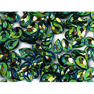 Green-Blue 2 Hole Leaf Shape Plastic Sequins for Embroidery Decoration Art and Craft (Pack of 100 Grams)