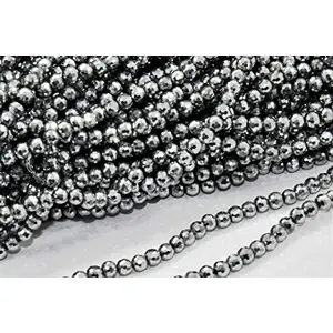 Silver Metallic 96 Cutting Spherical Crystal Beads(6 mm) 1 String for  Jewellery Making Beading Arts and Crafts and Embroidery.