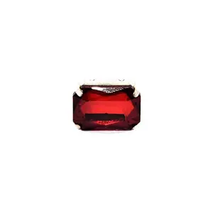 Dark Red Rectangle Glass Stone with Catcher (2 cm) (10 Pieces) - for Jewellery Making Sewing Embroidery Art and Craft