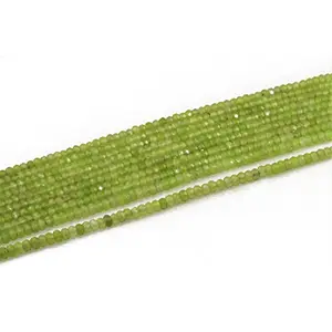 4 mm Lime Green Rondelle Jade Quartz Stones Pack of 1 String for- Jewellery Making Beading & Craft.